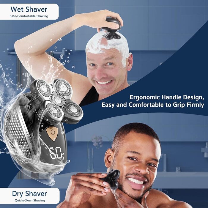 Електрична бритва для чоловіків 5-в-1 з плаваючою голівкою, USB-зарядка, вологостійка
