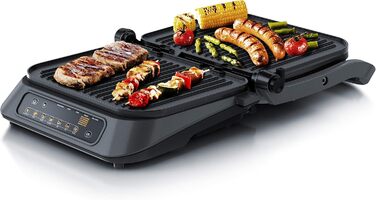 Arendo Electric Grill - Contact Grill, Tabletop Grill & Sandwich Maker with Digital Control - 1900W, 7 Programs, Removable Plates, Stainless Steel