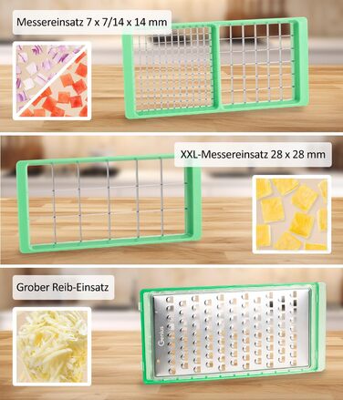 Набір для нарізання Genius Nicer Dicer Fusion Julietti 16 частин | Овочерізка, слайсер, м'ятно-зелений | Fusion V2