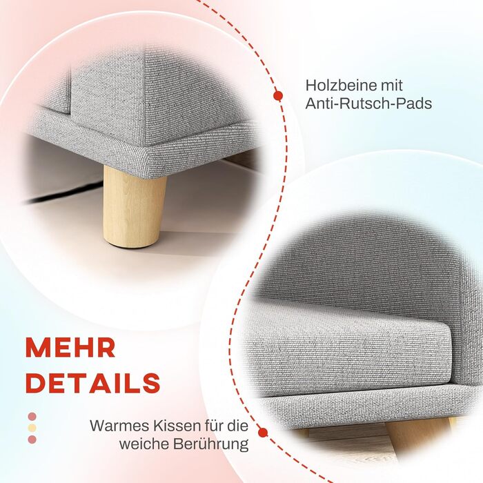 Софа для собак PawHut - зручне ліжко для великих собак з підлокітником, дерев'яними ніжками та знімним, пральним покриттям. Підходить для котів та собак вагою до 30 кг. Розміри: 98 x 67 x 25 см, колір: зелений (сірий).