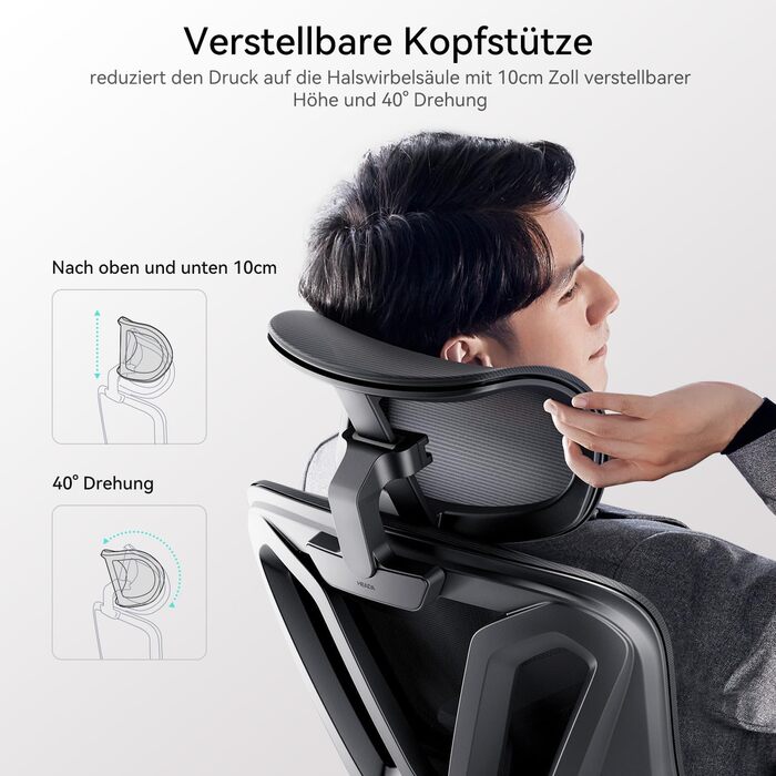 Hbada P5 Ergonomic Office Chair with Adjustable Lumbar Support, Breathable Seat Cushion, Footrest, Black Computer Desk Chair
