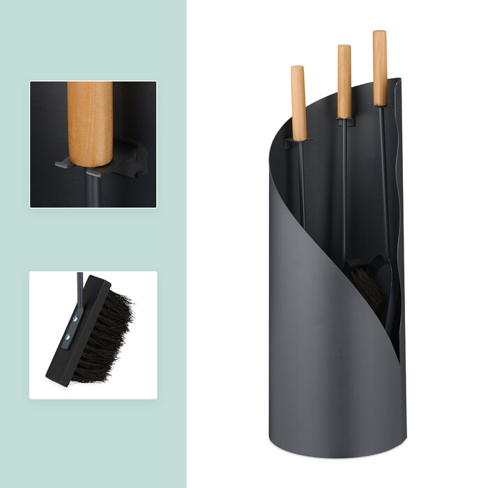 Relaxdays 4-Piece Fireplace Set with Stand