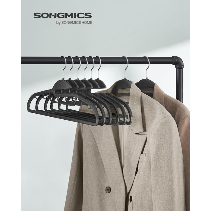Набір вішалок SONGMICS 20 шт. з пластику, обертовий гачок, сірий, для одягу