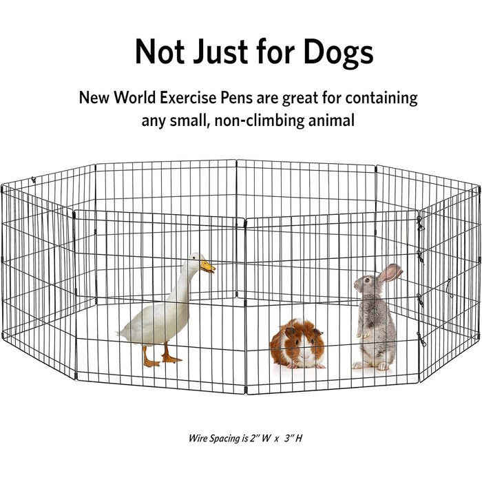 New World Dog Playpen - Freestanding Pen, 61x76cm & 157x157x76cm, Black E-Coating