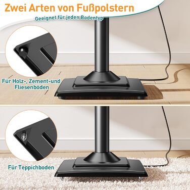 Підставка для колонок ELIVED, регульована висота, з висувною платформою та внутрішнім каналом для кабелів, 5 кг, 1 шт.