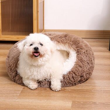 М'яке ліжко для собак та котів у формі мушлі, тепле, зручне, миється, 50x50 см (Хакі)