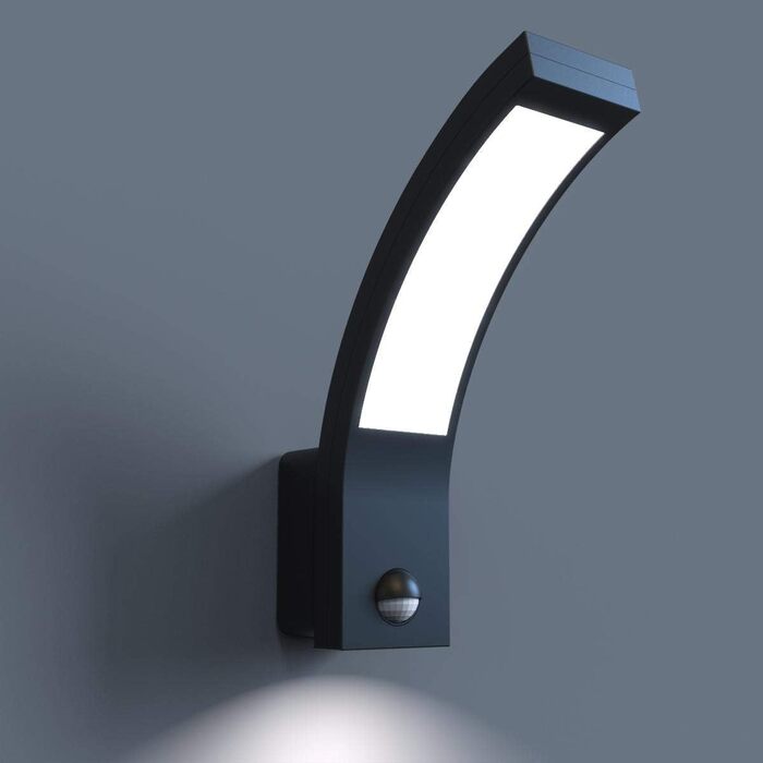 LongLife LED вулична лампа-щітка 15W, IP54, нейтральне світло, для саду, огорожі, доріжок (з датчиком, чорний)