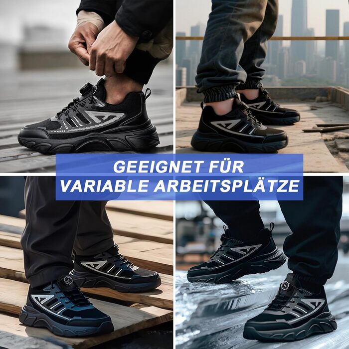 Чоловічі робочі черевики з металевим носком, неслизькі, чорні, 41 EU