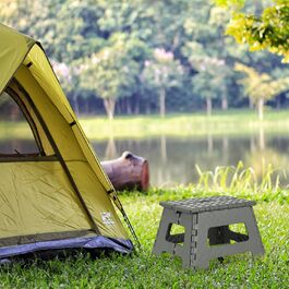 Складний табурет Relaxdays для кемпінгу, дитячий табурет для ванни, до 150 кг, пластик, 22 x 35 x 28 см, сірий, білий