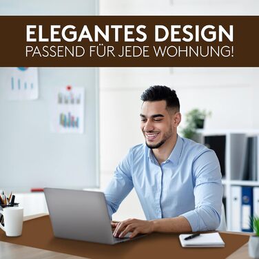 Підкладка під стіл HAMZAM PU Leder 90x40 см - преміум якість, з інтегрованим ковриком для миші (Колір: Коричневий)