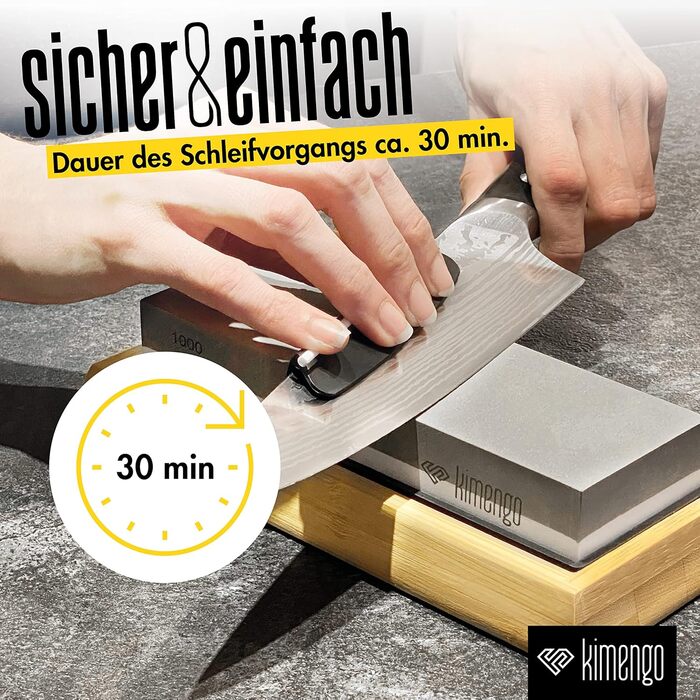 Набір для заточування ножів [PROFI SET] Schleifstein: двосторонній точильний камінь 1000/4000, підставка, eBook, точило для ножів