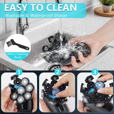 Електричний голчастий бритва OFFCUP для чоловіків, водонепроникний IPX6, з 9D головкою, LED дисплеєм та тримером для носа (5 в 1)