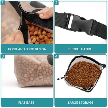 Набір мішечків для зберігання корму для собак BELLE VOUS (2 шт.) - сумка для корму, дорожній миска для собак, аксесуари для подорожей з собакою, складаний миска для корму та печива