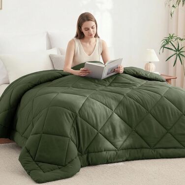 Всесезонна ковдра CozyLux 200x200 см (155x220 см), оливковий колір, для 4 сезонів
