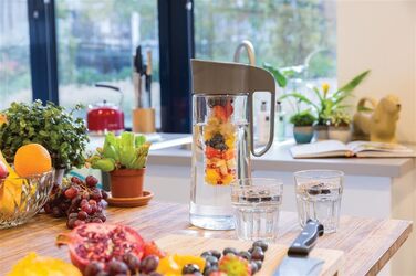 Healthy Kitchen Carafe with Fruit Infuser 2L – Water Carafe with Lid and Infuser, Infused Water Pitcher made of Tritan, 100% BPA-free – dishwasher safe (black)