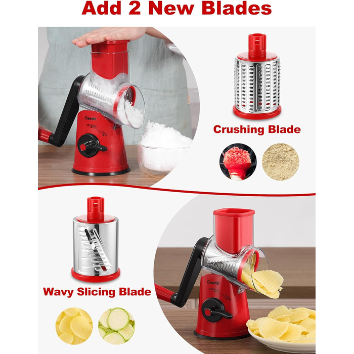 Трока для овочів та сиру з 3 наборами лез, біла (червоно-чорна, 5 лез)