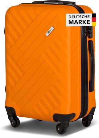 Xonic Design Boardcase Suitcase - Hard Shell Suitcase with 360° Smooth-Running Wheels - High-Quality Carry-On Trolley with Combination Lock - Hand Luggage in 55x35x20cm ((Boardcase Neon Orange, S))