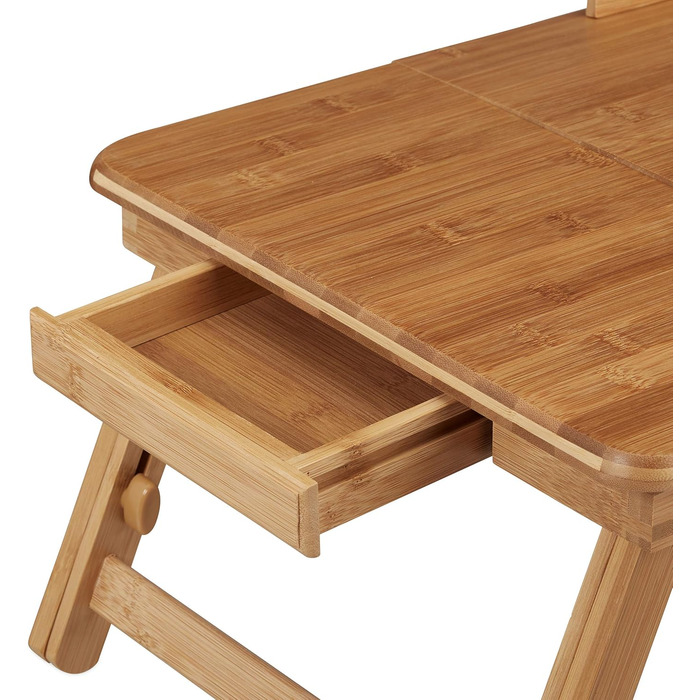 Столик для ноутбука Relaxdays в ліжко, бамбук з ящиком, 30 x 69 x 35 см, натуральний колір