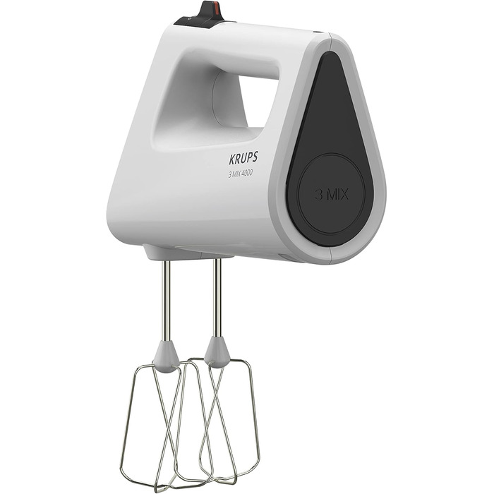 Міксер ручний Krups 3 Mix 4000, 450 Вт, білий/сірий, з 2 наборами насадок (венчики та гаки)