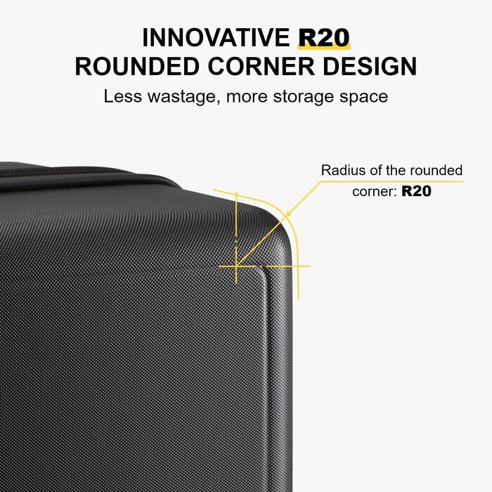 Чемодан-тележка LEVEL8, валіза на коліщатках, валіза з жорстким корпусом, 4 колеса, ручна валіза, TSA, 100% полікарбонат, мікро-діамантова текстура, великий (66см, 65л, чорний) A Schwarz M (66x44x26.5CM,65л)