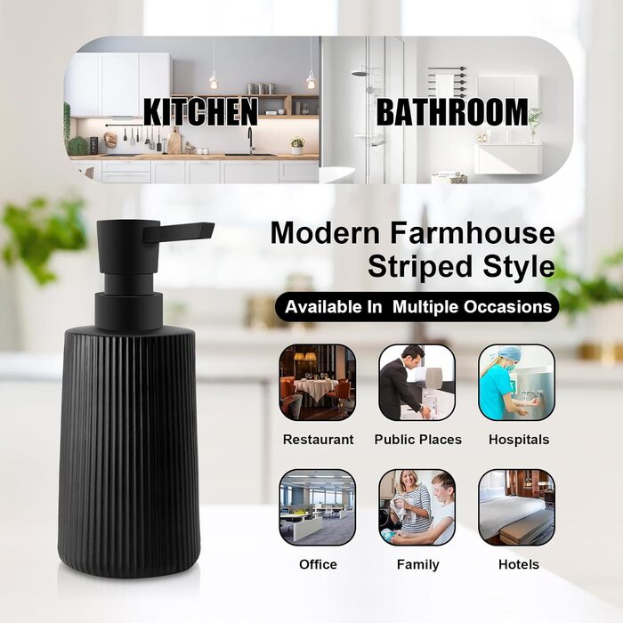 Набір з 2 чорних скляних дозаторів для мила, 250 мл - для ванної, кухні, робочої поверхні