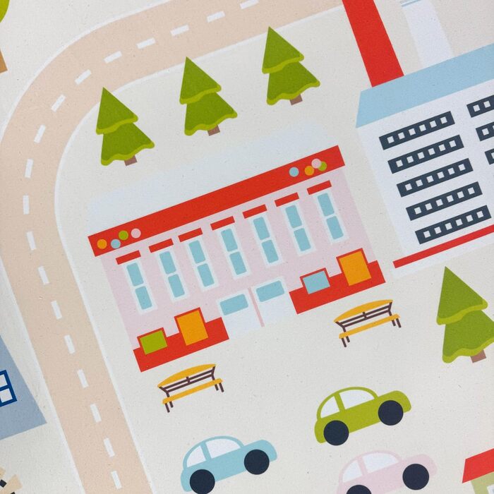 Дитячий килим Teppich-Traum з міською картиною, сірий, 80x150 см (прямокутний, бежевий)