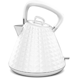 Eldom VENO Retro Electric Kettle - 1.5L Capacity, 3000W, Vintage Design with Grid Pattern, Quick Boil, Removable Scale Filter - White Deluxe