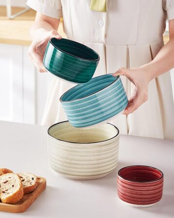 Набір керамічних супових та сервірувальних тарілок Vancasso Bonbon з кришкою (4 шт.) - для обіду, пікніка, кухні