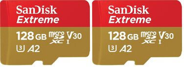 Карта пам'яті SanDisk Extreme microSDXC 128GB з адаптером, швидкість читання до 190МБ/с (набір 2 шт.)