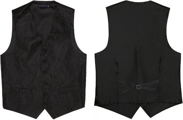 Костюм-тріо Enlision для чоловіків: жилет, краватка та нагрудна хустинка з квітковим патерном пейслі, чорний, розмір L