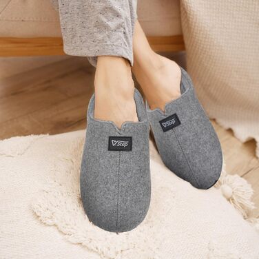Фетрові домашні тапочки V.Step з піною з пам'яті, антиковзкі, зимові, для жінок та чоловіків (Сірий, 44/45)