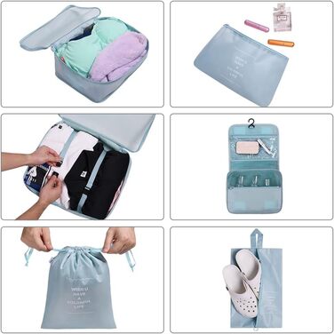 Органайзер для валізи OSDUE, набір 9 шт., Packing Cubes, водонепроникні сумки для одягу, сумки для пакування, косметичка, кишеня для USB-кабелів (Бежевий)