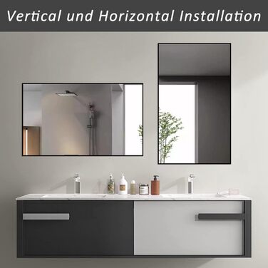 Дзеркало Boromal Spiegel чорне 100x60 см з металевим каркасом для ванної кімнати, туалетного приміщення, спальні