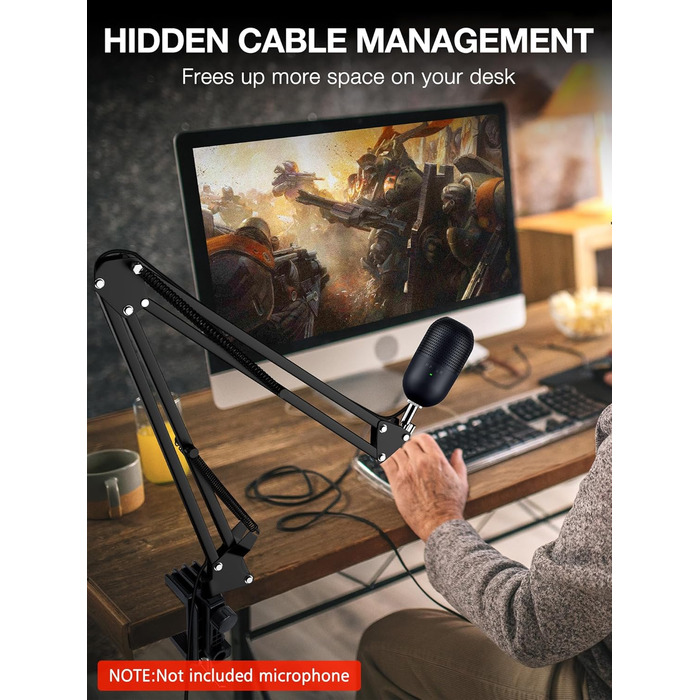 Тримач для мікрофона SUNMON для Razer Seiren X - регульований кріплення з адаптером 3/8' - 5/8'