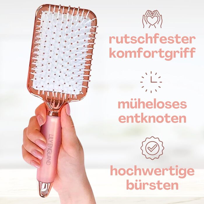 Щітка для волосся без заплутування - розпушувальна щітка для жінок - Paddle Brush - м'які щетинки для волосся та шкіри голови - підходить для всіх типів волосся (Рожеве золото & Білий)