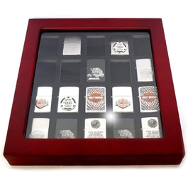 Display cases for 20 lighters, made of wood and glass, beautiful presentation