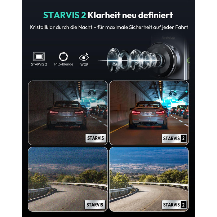 Автомобільний відеореєстратор BOTSLAB G300H Plus 4K UHD + HD 1080P (передній та задній), сенсор STARVIS 2, без карти пам'яті