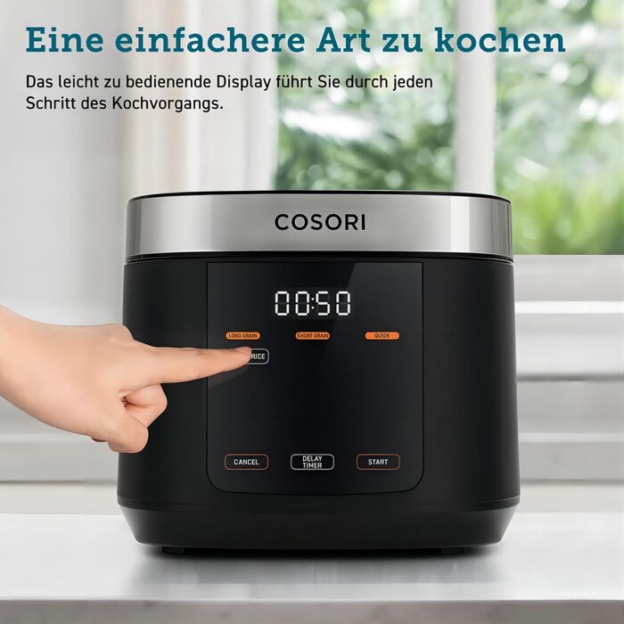Мультиварка COSORI 5 л з 17 програмами, Fuzzy-Logіка, таймер, чорна