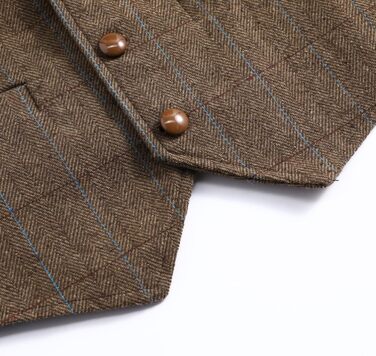 Жилет чоловічий в клітинку 'Риб'яча кістка' – костюмний жилет, коричневий (L)