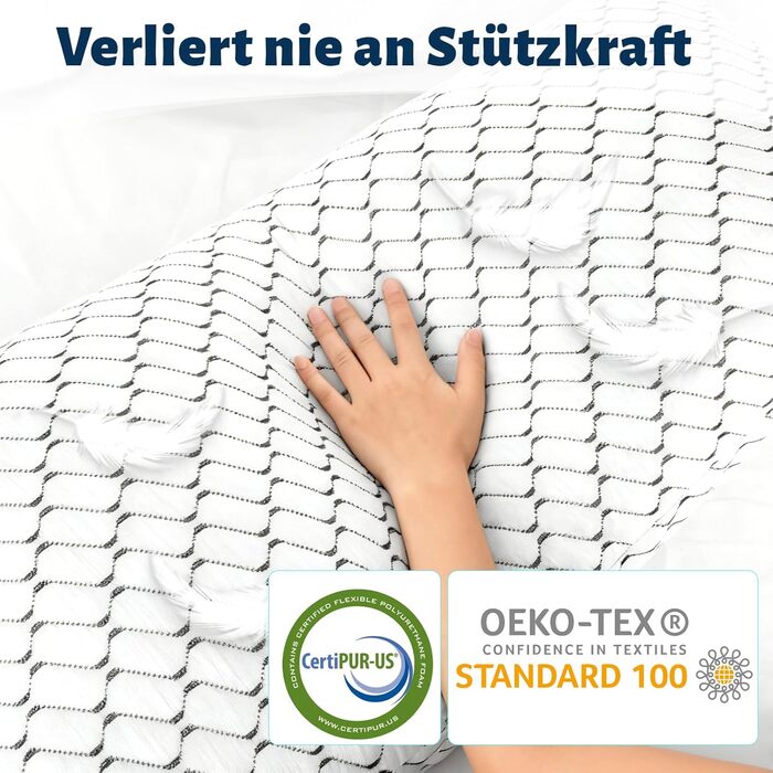 Подушка з піни Memory Foam для сну, охолоджуюча, ортопедична для бокового сну (40x80 см, сіра хвиля)