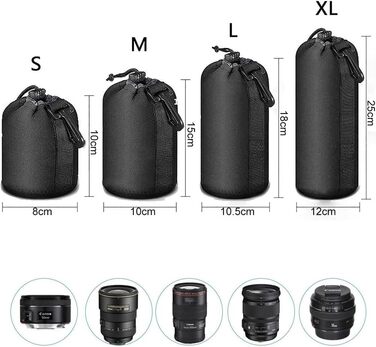 Набір чохлів для об'єктивів камери (4 шт.) - S, M, L, XL, водонепроникні, з підкладкою