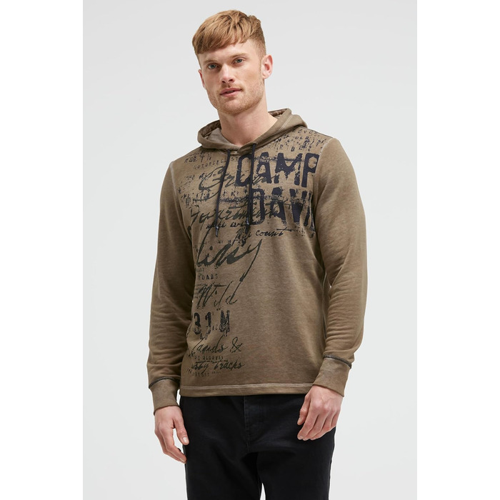 Чоловічий легкий худі Camp David з ефектом вигорання та малюнком (Стандарт, S, Бежевий)