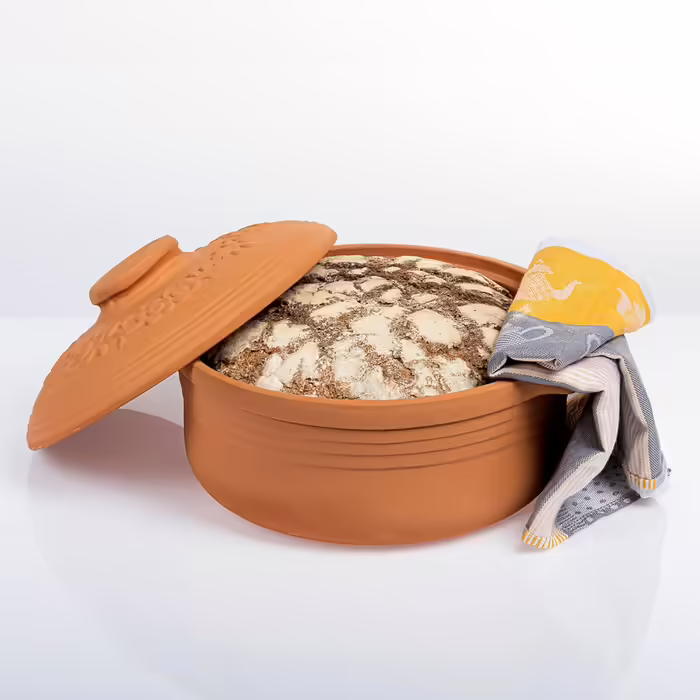 Browin® Clay Roaster, Oval, 4 Liters | Clay Roaster Steamer | Roman Clay Oven | Casserole Dish for Fat-Free Cooking and Baking Bread and Cakes | Roasting Pot (4 Liters Oval) Clay Roaster 4 l