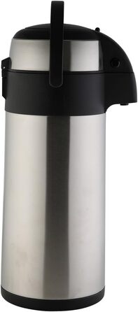axentia Airpot in Silver, Stainless Steel Pump Dispenser, Capacity: approx. 5 L, 19 x 19 x 45 cm