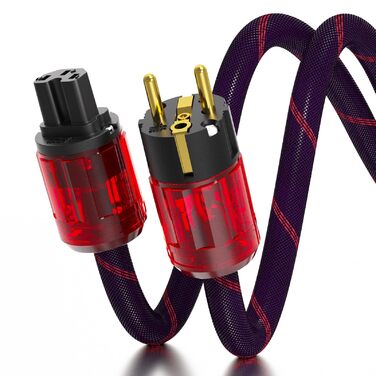 Професійний силовий кабель Profi-Stromkabel 4N OFC (1м) з роз'ємами Schuko та C15, 24K золоте напилення, EMV-екранування для Hi-Fi підсилювачів та CD-плеєрів