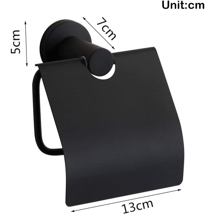 CASEWIND Toilet Paper Holder Black, Toilet Roll Holder with Lid, Antique Toilet Paper Holder with Drill Wall Mount Stainless Steel Matte for WC Nostalgia