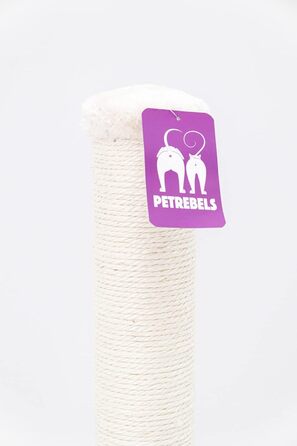 Petrebels Premium Quality Scratching Post Maine, 90 cm High, with Extra Stable Base Plate and Natural Sisal Post, 40 x 40 x 90 cm, Cream/Beige Color