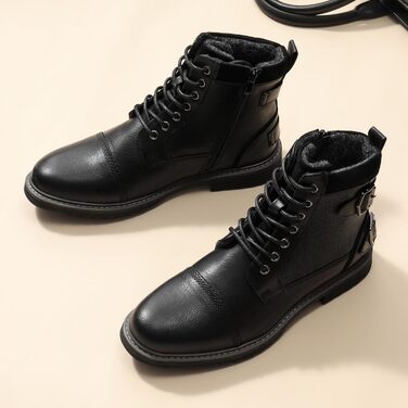 Чорні мотоциклетні черевики Bruno Marc для чоловіків, 44 EU. Шнуровка, блискавка, штучна шкіра, модель Chukka.