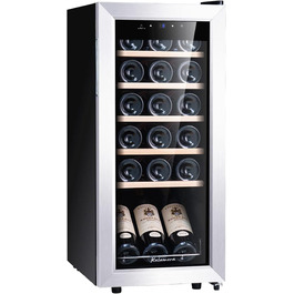 Kalamera 28-Bottle Wine Refrigerator with Touch Panel, Stainless Steel Door, and Adjustable Shelves - 5°C to 18°C Cooling Zone