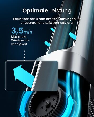 Вентилятор Pro Breeze OmniAir 105 см з очищувачем повітря: осциляція 75°, пульт, HEPA 13, LED дисплей, 10 швидкостей, тихий, 5 режимів (срібний)
